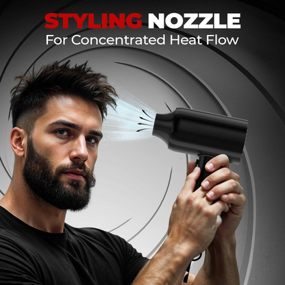 Styling Gun ULTRA Advanced Hair Dryer for Men | 1600 Watts Foldable Hair Dryer | 3 Heat 2 Speed Setting | Travel Friendly | Cool Shot Button