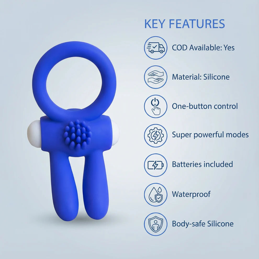 delle delphine sex doll Vibrating Rabbit Penis Ring, Baltic Blue main image 0