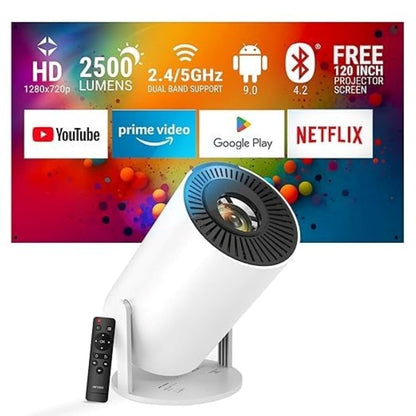 Portable Mini Projector, 4K 1080P Full HD Projector, Support Video Projector, WiFi 5G BT 5.0, Cinema Projector 180° Can Be Rotated, Android 11, Compatible with TV Stick for Adult's, Home Cinema, Compatible with Smartphone/Laptop/PS4/Firestick S1