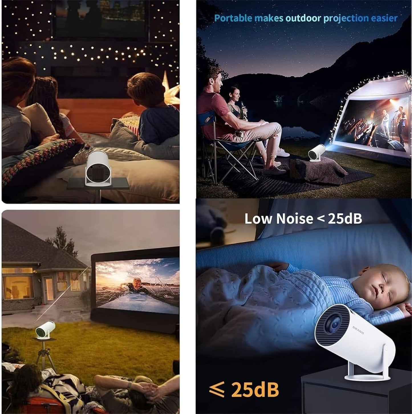 Portable Mini Projector, 4K 1080P Full HD Projector, Support Video Projector, WiFi 5G BT 5.0, Cinema Projector 180° Can Be Rotated, Android 11, Compatible with TV Stick for Adult's, Home Cinema, Compatible with Smartphone/Laptop/PS4/Firestick S1